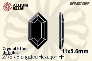 Swarovski Elongated Hexagon Flat Back Hotfix (2776) 11x5.6mm - Crystal Effect Unfoiled