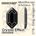 施華洛世奇 Elongated Hexagon 熨底平底石 (2776) 8.2x4.2mm - 白色（半塗層） 鋁質水銀底