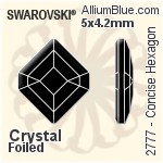 Swarovski Concise Hexagon Flat Back No-Hotfix (2777) 5x4.2mm - Clear Crystal With Platinum Foiling
