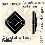 施華洛世奇 Concise Hexagon 平底石 (2777) 5x4.2mm - 白色（半塗層） 白金水銀底