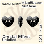 Swarovski Heart Button (3023) 16x14mm - Crystal Effect Unfoiled