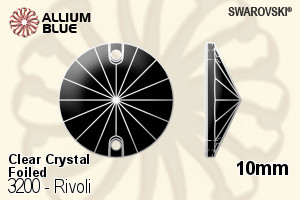 Swarovski Rivoli Sew-on Stone (3200) 10mm - Clear Crystal With Platinum Foiling