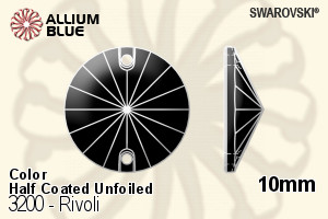 Swarovski Rivoli Sew-on Stone (3200) 10mm - Color (Half Coated) Unfoiled