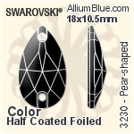 施华洛世奇 梨形 手缝石 (3230) 18x10.5mm - 颜色（半涂层） 白金水银底