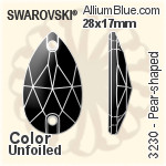 施華洛世奇 梨形 手縫石 (3230) 28x17mm - 白色（半塗層） 無水銀底