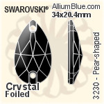 施華洛世奇 梨形 手縫石 (3230) 23x13.8mm - 白色（半塗層） 無水銀底