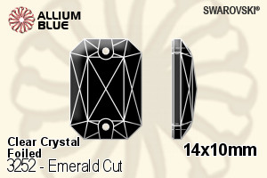 Swarovski Emerald Cut Sew-on Stone (3252) 14x10mm - Clear Crystal With Platinum Foiling