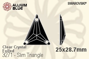 Swarovski Slim Triangle Sew-on Stone (3271) 25x28.7mm - Clear Crystal With Platinum Foiling