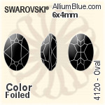 スワロフスキー Oval ファンシーストーン (4120) 6x4mm - カラー 裏面プラチナフォイル