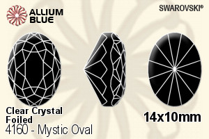 Swarovski Mystic Oval Fancy Stone (4160) 14x10mm - Clear Crystal With Platinum Foiling