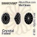 施華洛世奇 Mystic 橢圓形 花式石 (4160) 18x13mm - 白色（半塗層） 白金水銀底