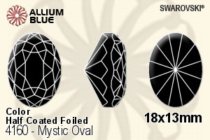 Swarovski Mystic Oval Fancy Stone (4160) 18x13mm - Color (Half Coated) With Platinum Foiling