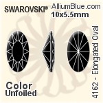 スワロフスキー Elongated Oval ファンシーストーン (4162) 10x5.5mm - カラー 裏面プラチナフォイル