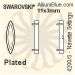 施華洛世奇 馬眼形花式石爪托 (4200/S) 11x3mm - 鍍面