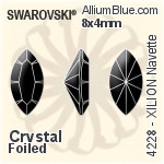 施華洛世奇XILION施亮馬眼形 花式石 (4228) 8x4mm - 透明白色 白金水銀底
