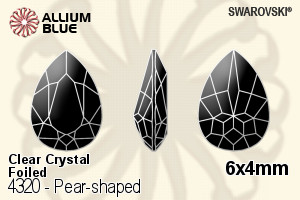 Swarovski Pear-shaped Fancy Stone (4320) 6x4mm - Clear Crystal With Platinum Foiling
