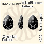 施華洛世奇 梨形 花式石 (4320) 10x7mm - 顏色 白金水銀底