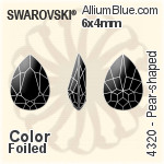 施華洛世奇 梨形 花式石 (4320) 6x4mm - 顏色 白金水銀底