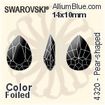 施华洛世奇 椭圆形 花式石 (4120) 14x10mm - 白色（半涂层） 白金水银底