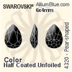 Swarovski Pear-shaped Fancy Stone (4320) 6x4mm - Color (Half Coated) Unfoiled