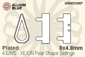 Swarovski XILION Pear Shape Settings (4328/S) 8x4.8mm - Plated