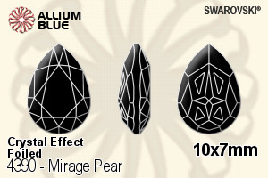 施华洛世奇 Mirage Pear 花式石 (4390) 10x7mm - 白色（半涂层） 白金水银底