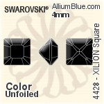 施华洛世奇XILION施亮正方形 花式石 (4428) 3mm - 白色（半涂层） 白金水银底