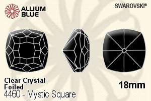 Swarovski Mystic Square Fancy Stone (4460) 18mm - Clear Crystal With Platinum Foiling