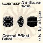 Swarovski Mystic Square Fancy Stone (4460) 14mm - Crystal Effect With Platinum Foiling