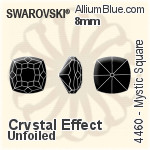 施華洛世奇 Mystic 正方形 花式石 (4460) 8mm - 顏色（半塗層） 白金水銀底