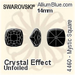 Swarovski Mystic Square Fancy Stone (4460) 14mm - Clear Crystal With Platinum Foiling