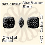 スワロフスキー Cushion カット ファンシーストーン (4470) 12mm - クリスタル 裏面プラチナフォイル