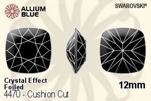 Swarovski Cushion Cut Fancy Stone (4470) 12mm - Crystal Effect With Platinum Foiling