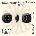スワロフスキー Cushion カット ファンシーストーン (4470) 12mm - カラー 裏面プラチナフォイル