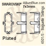 Swarovski Baguette Settings (4501/S) 7x3mm - Plated