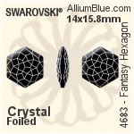 施华洛世奇 Fantasy Hexagon 花式石 (4683) 14x15.8mm - 白色（半涂层） 白金水银底