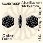 施华洛世奇 Fantasy Hexagon 花式石 (4683) 12x13.5mm - 白色（半涂层） 白金水银底