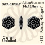 スワロフスキー Fantasy Hexagon ファンシーストーン (4683) 12x13.5mm - カラー 裏面プラチナフォイル