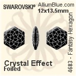 スワロフスキー Fantasy Hexagon ファンシーストーン (4683) 14x15.8mm - カラー 裏面プラチナフォイル