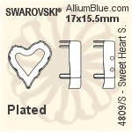 Swarovski Sweet Heart Settings (4809/S) 17x15.5mm - Plated