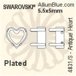 スワロフスキー Antique Heartファンシーストーン石座 (4831/S) 11x10mm - メッキ