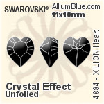 スワロフスキー XILION Heart ファンシーストーン (4884) 11x10mm - クリスタル 裏面プラチナフォイル