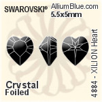 スワロフスキー XILION Heart ファンシーストーン (4884) 5.5x5mm - クリスタル 裏面プラチナフォイル