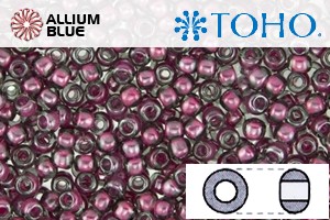 TOHO ラウンド Seed ビーズ (RR3-1075) 3/0 ラウンド Extra Large - Inside-カラー Crystal/Berry Wine-Lined