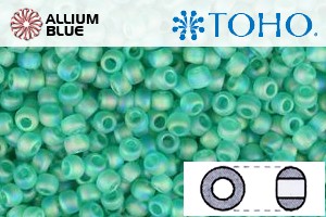 TOHO Round Seed Beads (RR8-164BF) 8/0 Round Medium - Transparent-Rainbow Frosted Dk Peridot