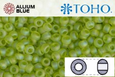 TOHO Round Seed Beads (RR3-164F) 3/0 Round Extra Large - Transparent-Rainbow Frosted Lime Green