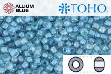 TOHO ラウンド Seed ビーズ (RR6-183) 6/0 ラウンド Large - Inside-カラー Luster Crystal/Opaque Aqua-Lined