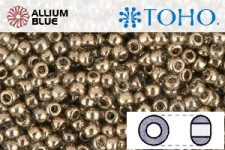 TOHO Round Seed Beads (RR8-204) 8/0 Round Medium - Gold-Lustered Montana Blue