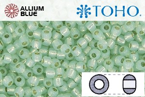TOHO Round Seed Beads (RR3-2118) 3/0 Round Extra Large - Silver-Lined Milky Lt Peridot