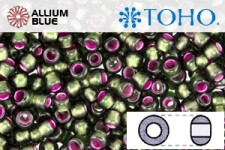 TOHO Round Seed Beads (RR8-2204) 8/0 Round Medium - Dyed Silver-Lined Pink Frosted Olivine